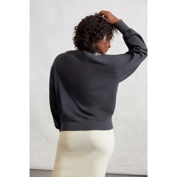 Navy Blue Anthropologie Graphic Print Crew Neck Long Sleeve Sweatshirt (NWT) - Picture 3 of 4